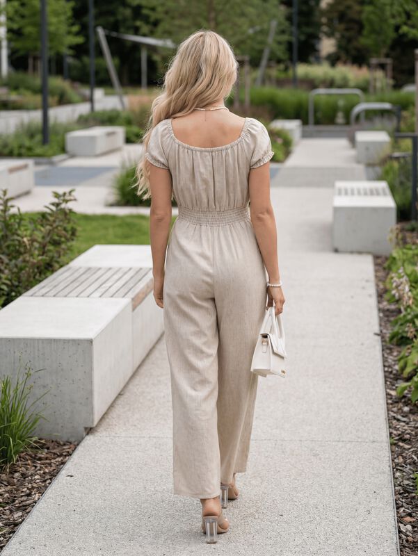 Jumpsuit Largo Fluido Malabis Ves-1044 Beige Te... image number null