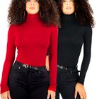 Set De 2 Sueteres Mujer De Cuello Alto Sueteres Dama Suet-1044-px2 Negro Y Rojo Sweaters