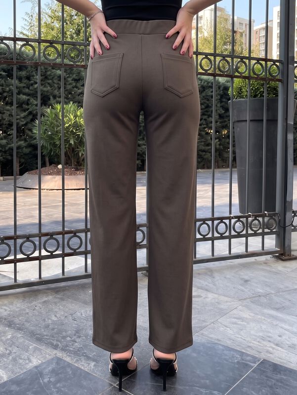 Pantal&oacute;n De Vestir, Tiro Alto Con Botones Decor... image number null