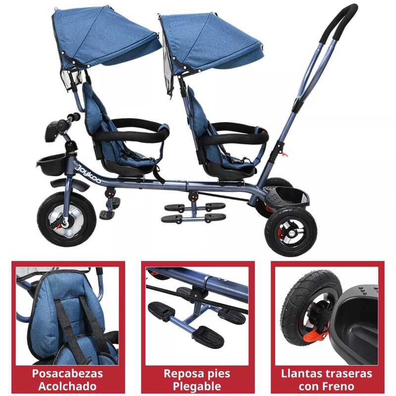 Triciclo Doble Ni&ntilde;os Asiento Giratorio Gemelar ... image number null