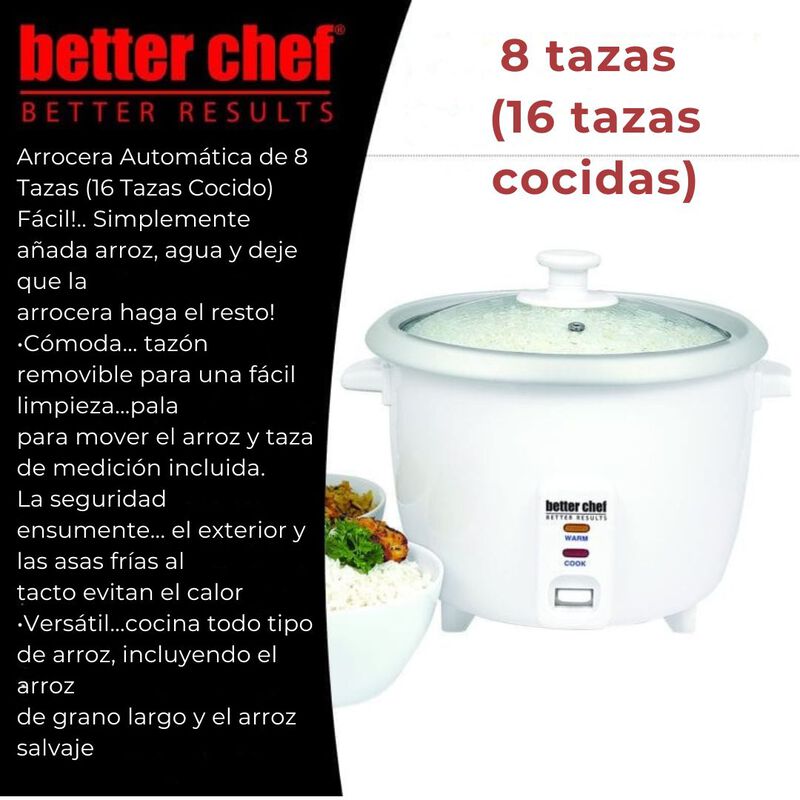 Olla Arrocera Better Chef Vaporera 8 Tazas Arro... image number null