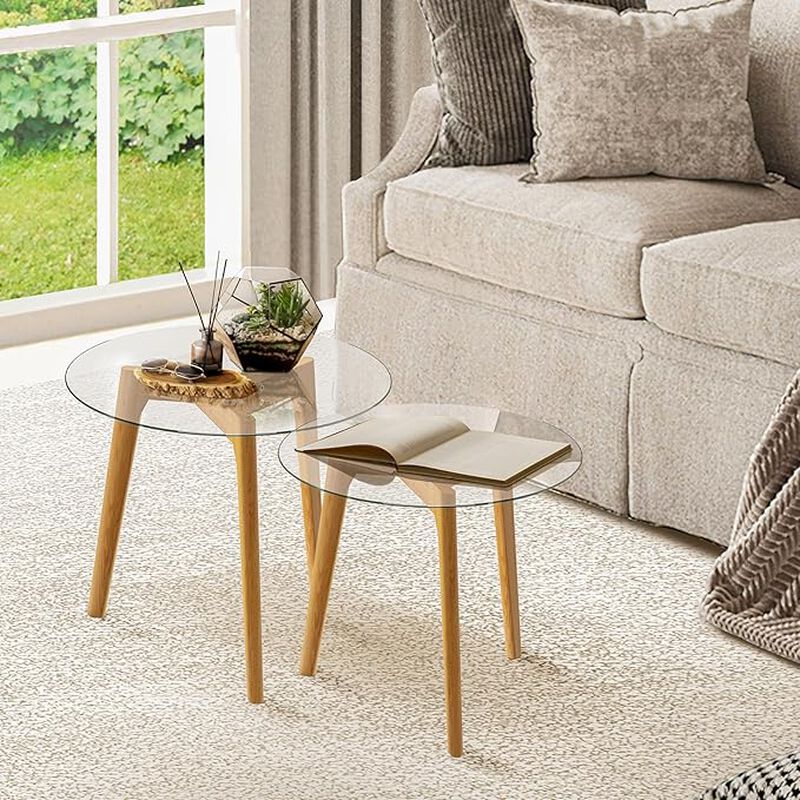 Juego de mesas de vidrio auxiliares (par) image number null