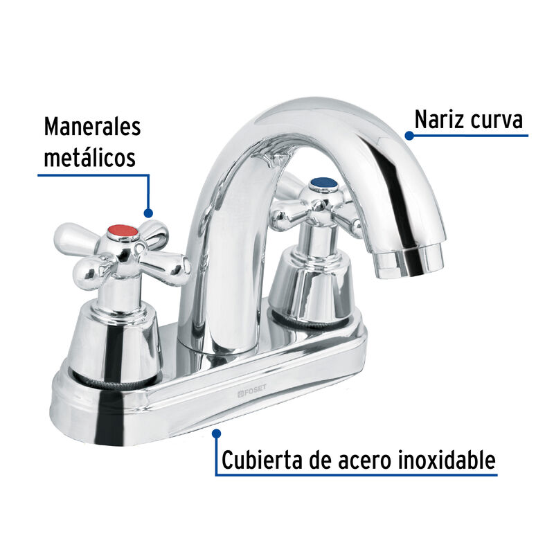 Mezcladora Cromo 4' para Lavabo Nariz Curva Cru... image number null