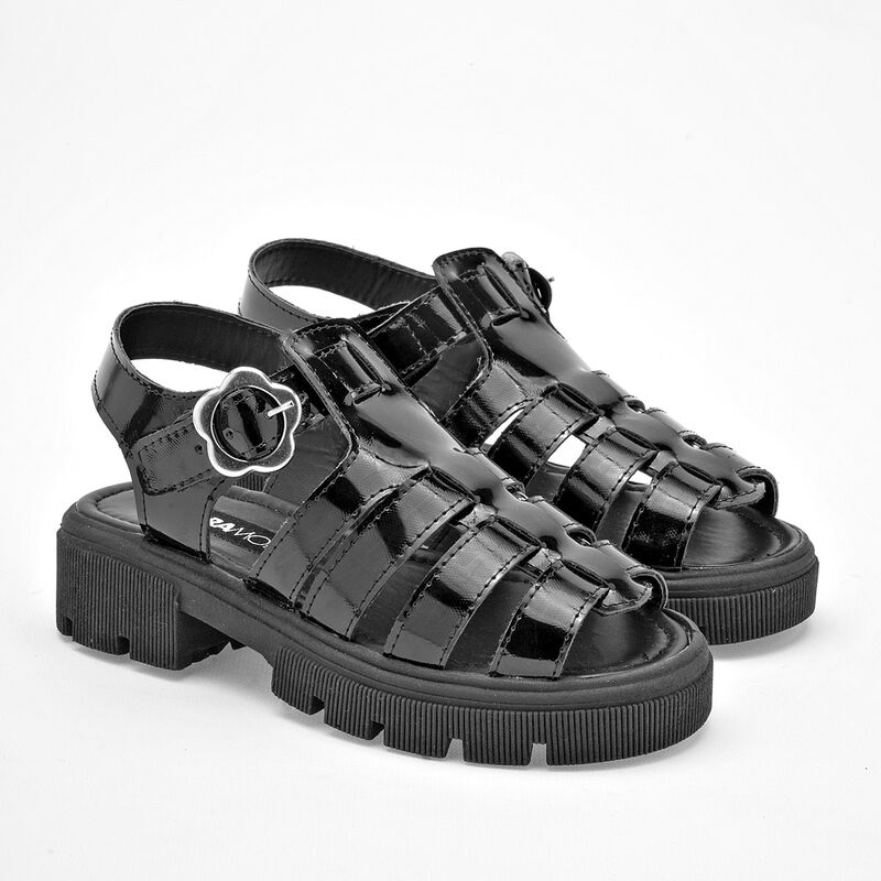 Moramora Sandalia para ni&ntilde;a negro charol image number null