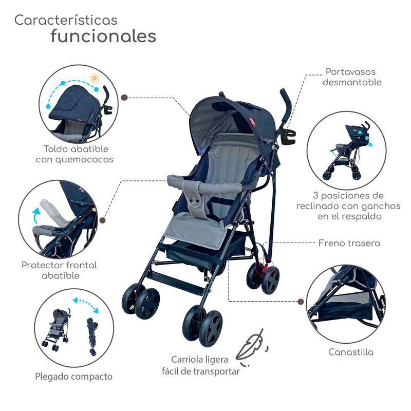 Carriola Plegable con Reclinado y Toldo Carri D... image number null