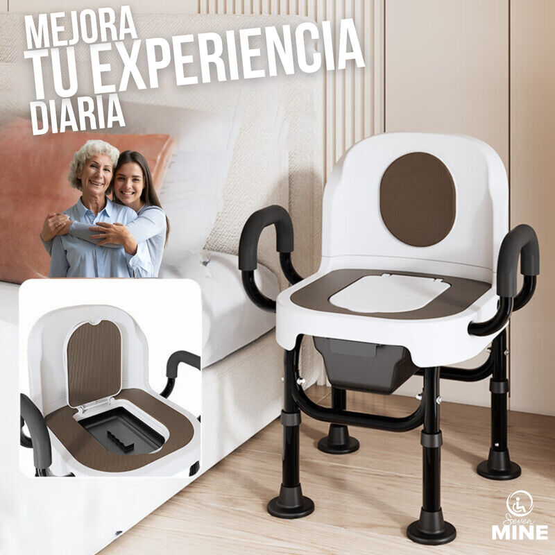 Silla De Ba&ntilde;o Con Comodo Inodoro Cuadrado Con T... image number null