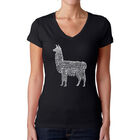 Camiseta De Cuello En V Word Art Para Mujer - Mam&aacute; Llama- Negro