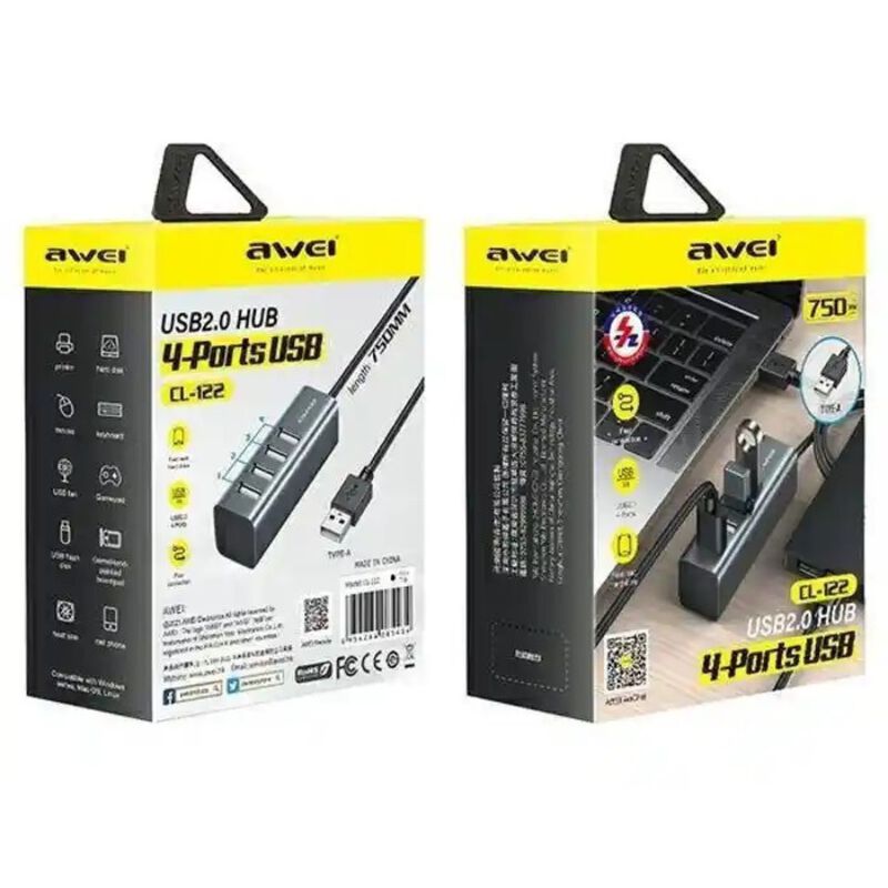 Awei Cl-122t Adaptador Tipo C (4 Puertos Usb) image number null