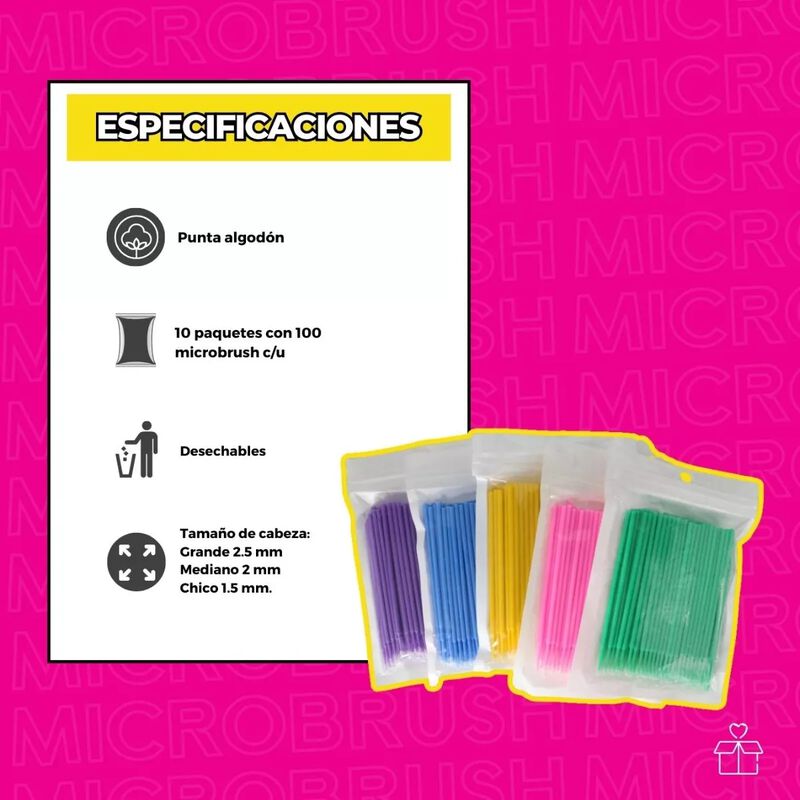 Kit Microbrush Pesta&ntilde;as 1000pz Mayoreo Punta 2.... image number null