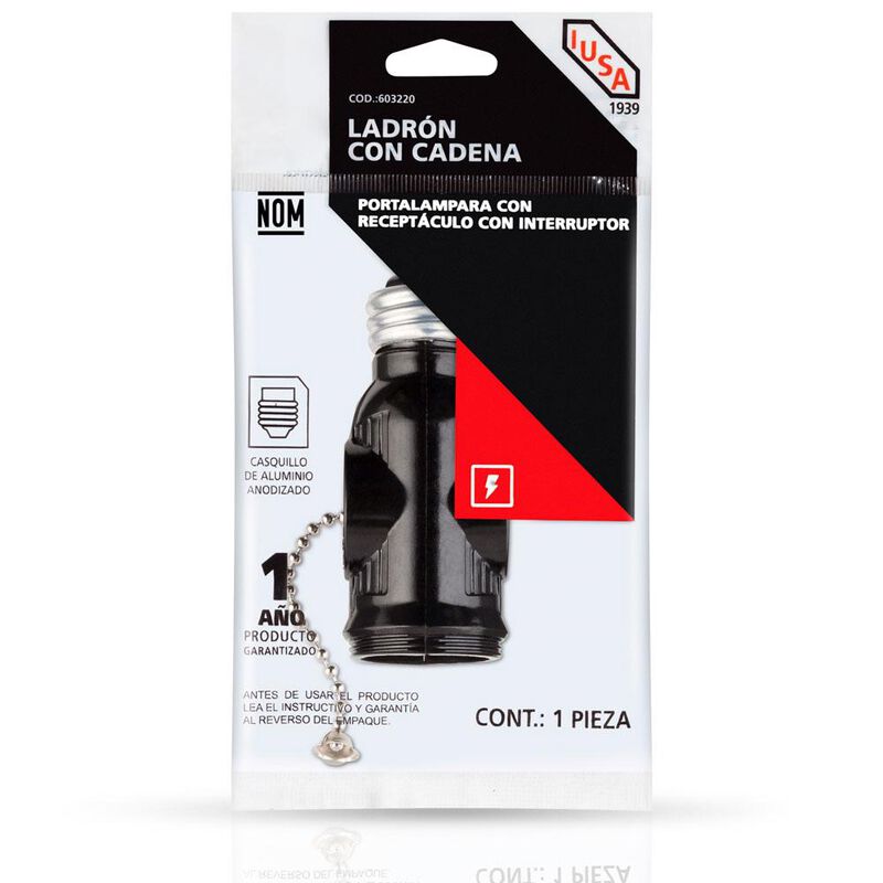 Portal&aacute;mpara de Baquelita Con Cadena Y Doble En... image number null