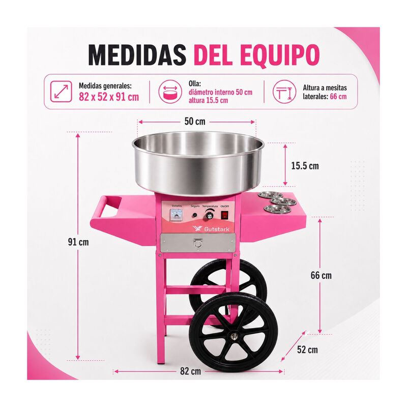 M&aacute;quina para Algod&oacute;n de Az&uacute;car Comercial Ruedas... image number null