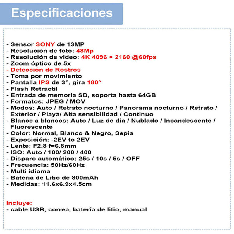 Cámara Digital Vak RF 3  Lcd 48mp Zoom Óptico 4... image number null