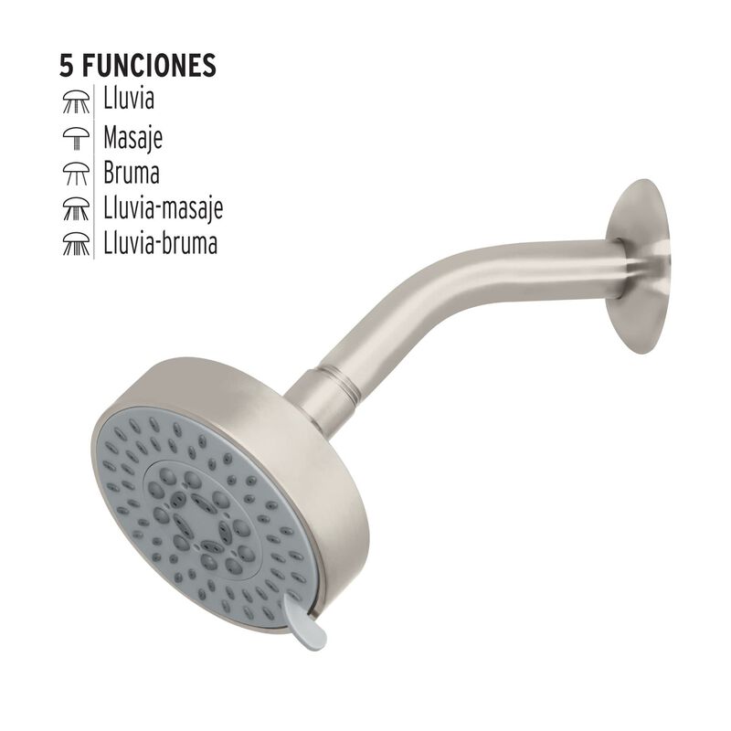 Regadera Sat&iacute;n 4'con 5 Funciones con Brazo Fose... image number null