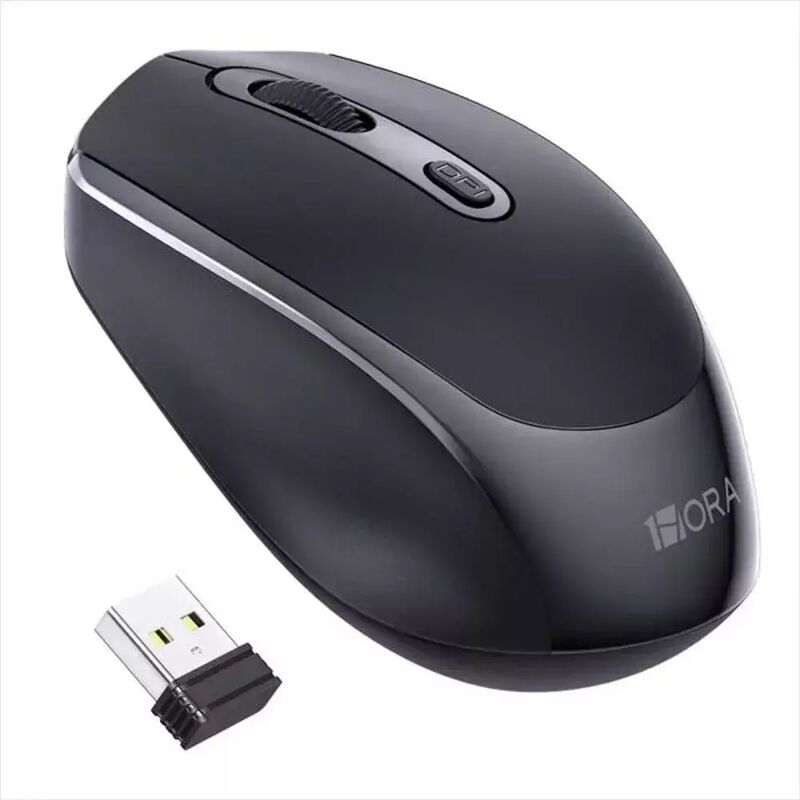 Mouse Inal&aacute;mbrico por USB 1HORA Negro image number null