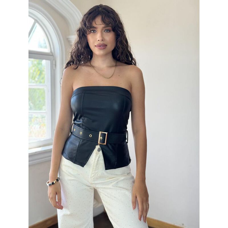 Top Strapless De Vinipiel Con cinturon image number null