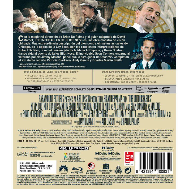 Los intocables de Eliot Ness (4K UHD) - BD [Blu... image number null