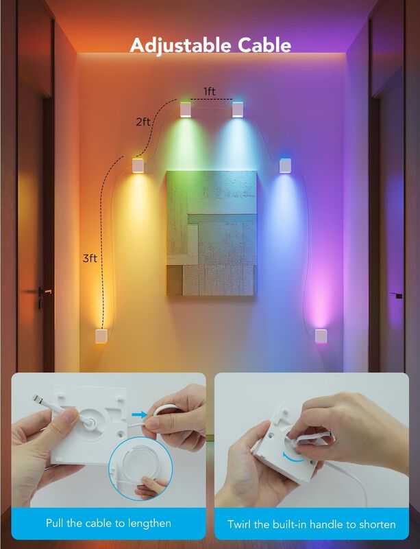 L&aacute;mparas De Pared Govee Cube Rgbic Led Que Func... image number null