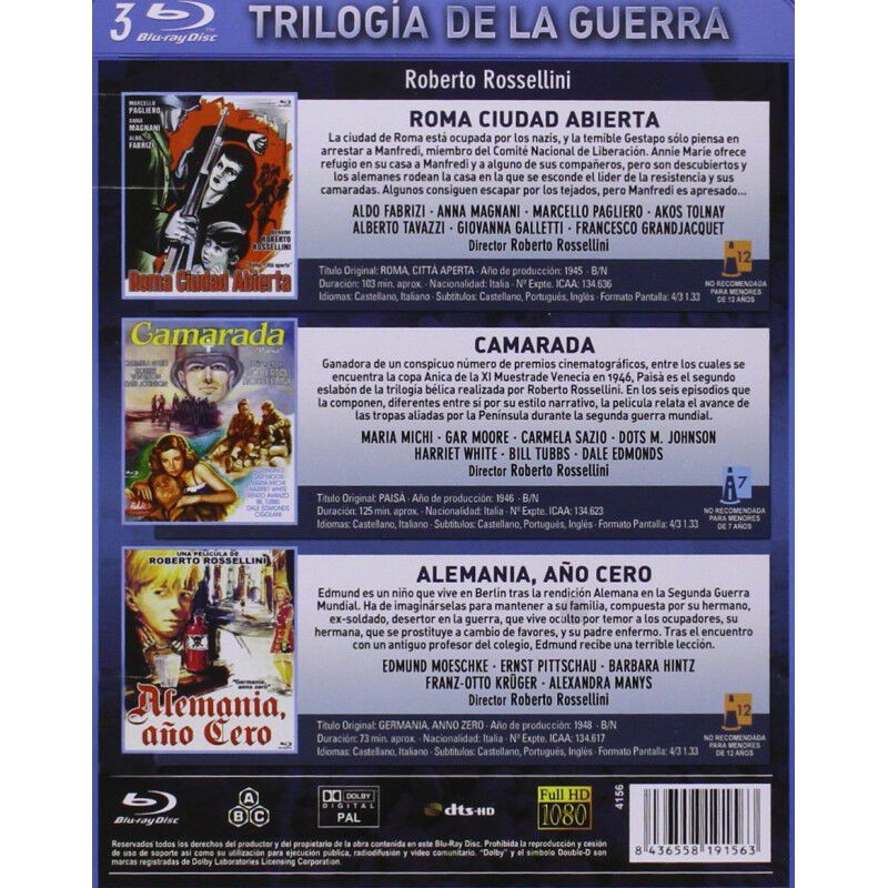 Rosellini: Trilog&iacute;a De La Guerra (blu-ray) image number null