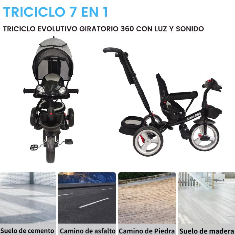 Triciclo Evolutivo 7en1 Con Asiento Giratorio 3... image number null