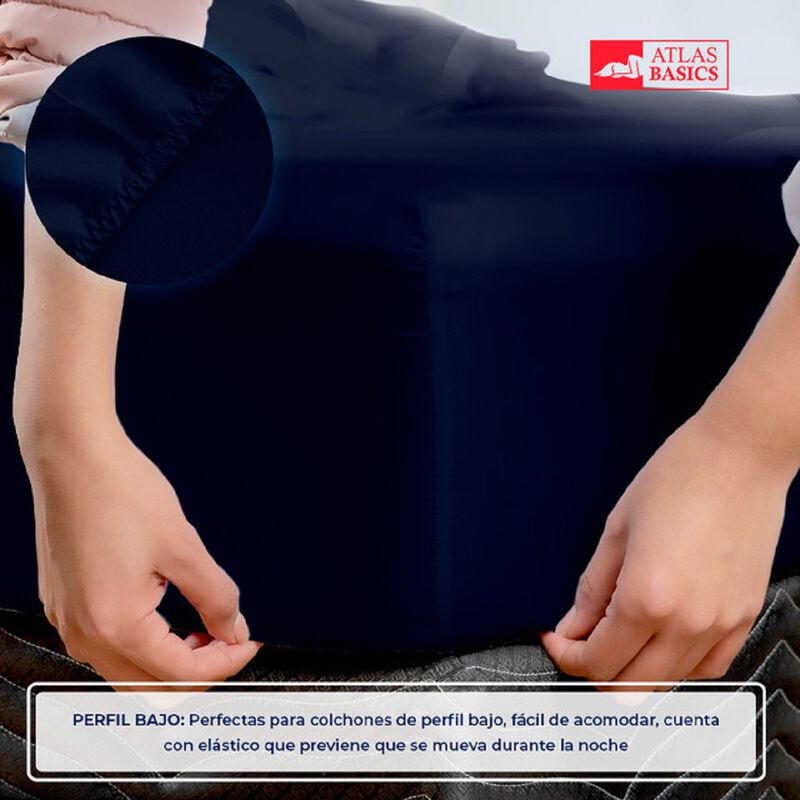 Juego de S&aacute;banas Soft Queen Size Marino Atlas d... image number null