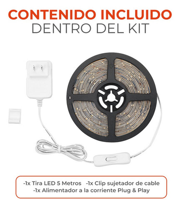 Tira Led 5 Metros De Longitud 12 W, Luz Amarill... image number null