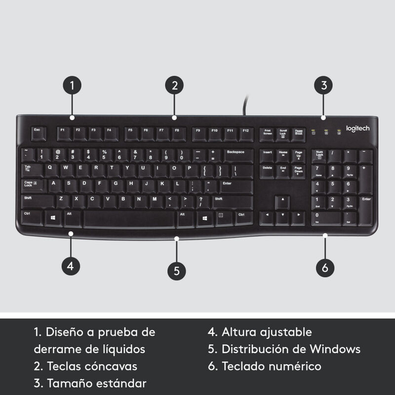 Teclado Logitech K120 Alámbrico image number null