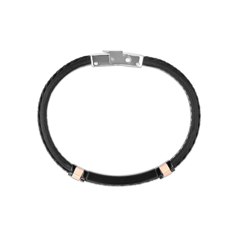 Pulsera De Piel Con Aplicaciones De Acero Negro... image number null