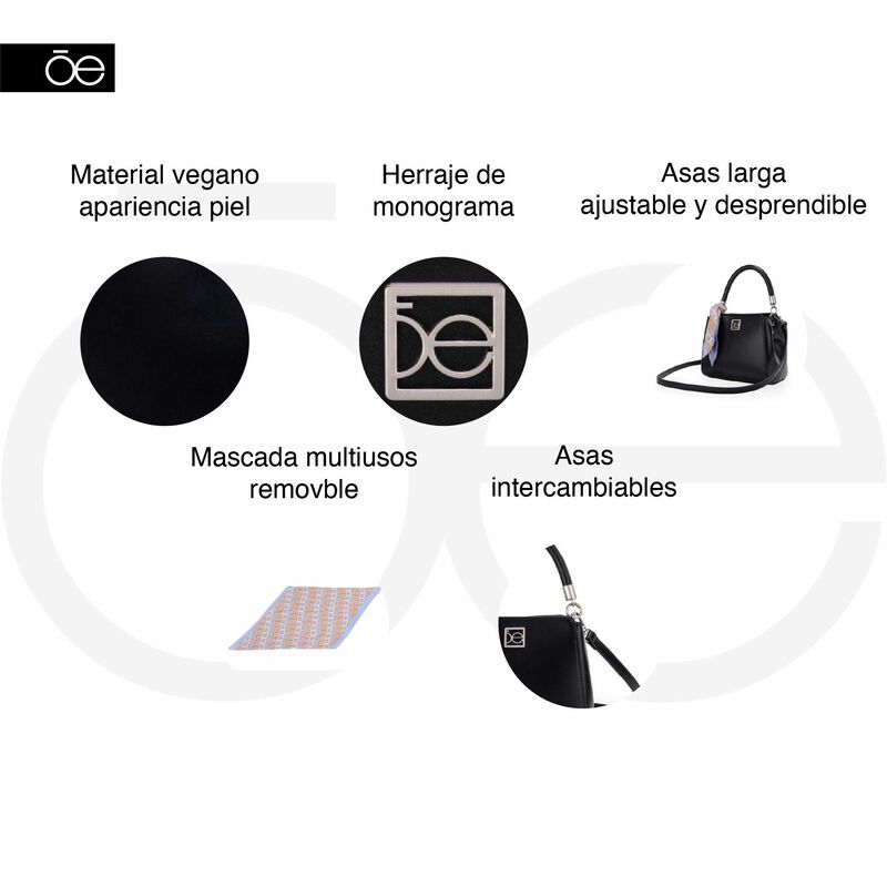 Bolsa Satchel Chica Con Mascada Color  Negro image number null