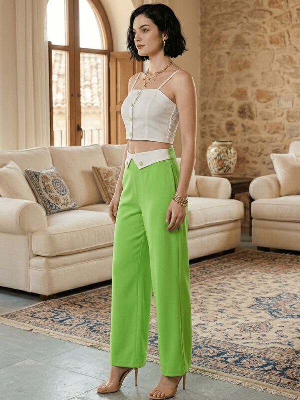 Conjunto 2 Piezas Top Con Botones Y Pantal&oacute;n Ma... image number null