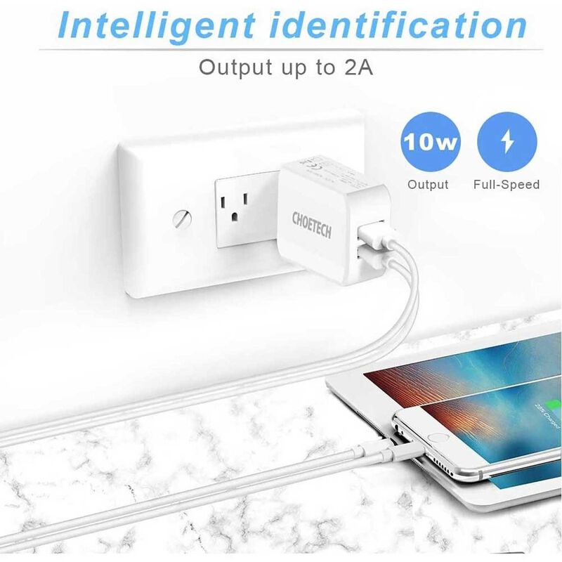 Cargador Ac Choetech 2 X Usb-a 2amp Universal (... image number null