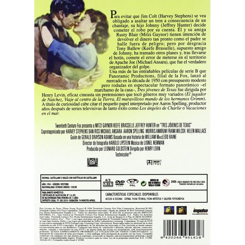 Tres J&oacute;venes De Texas [DVD] (1954) Three Young ... image number null