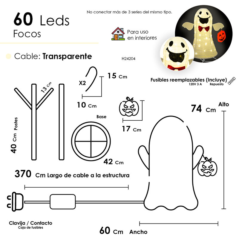Decoraciones Metalica Halloween con Forma de Fa... image number null
