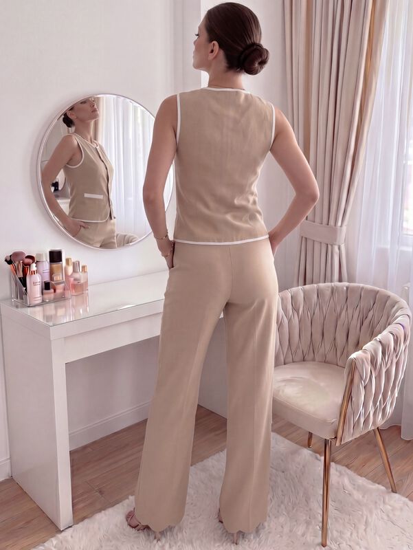 Conjunto Moderno 2 Piezas, Chaleco Con Botones ... image number null