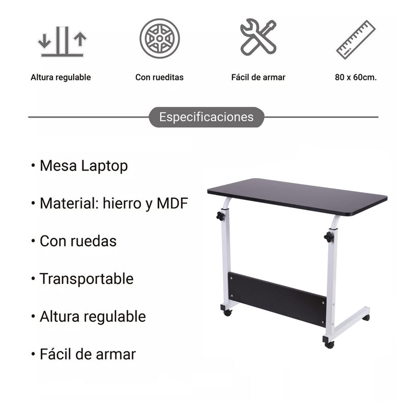 Escritorio M&oacute;vil de Altura Ajustable con Llanta... image number null