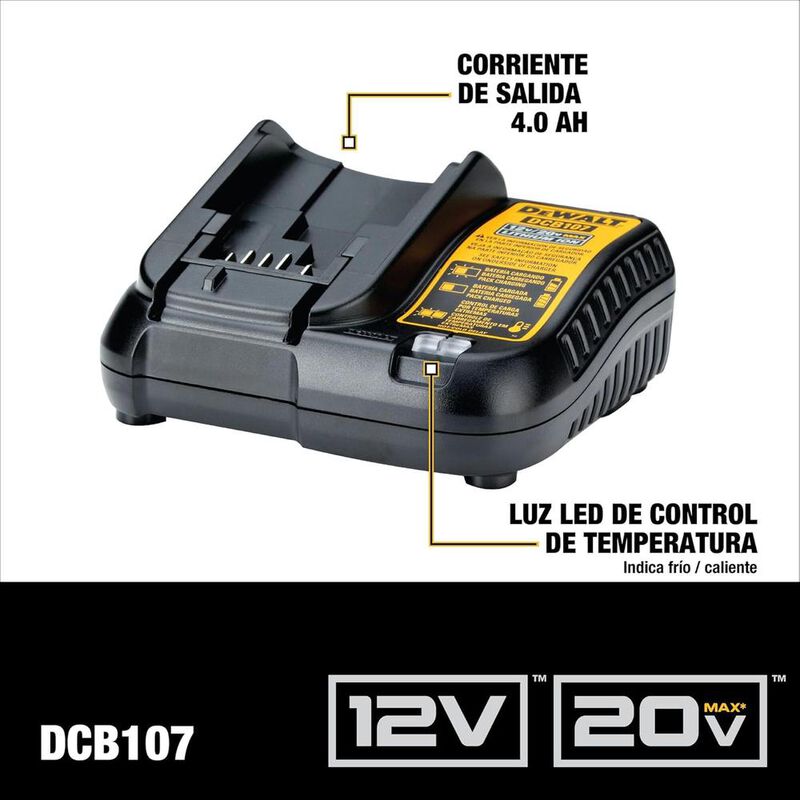 Cargador Dewalt Dcb107 20v 1.25a Litio image number null