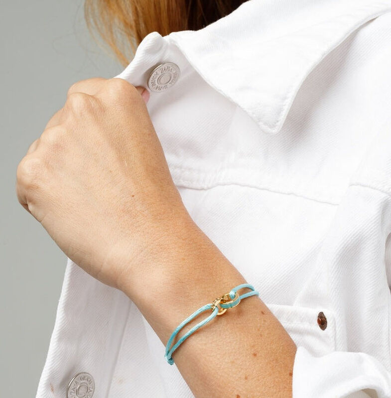 PULSERA WEWA DE SAT&Eacute;N CON CHARM TURQUESA Y ZIRC... image number null