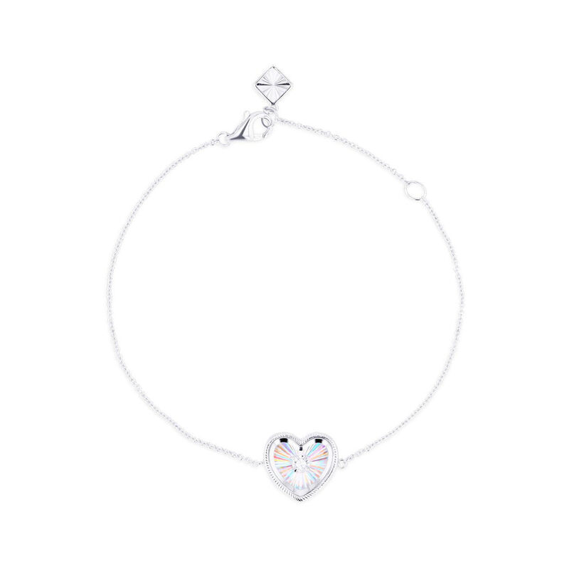 Pulsera De Oro Blanco 14K Con Forma De Coraz&oacute;n ... image number null