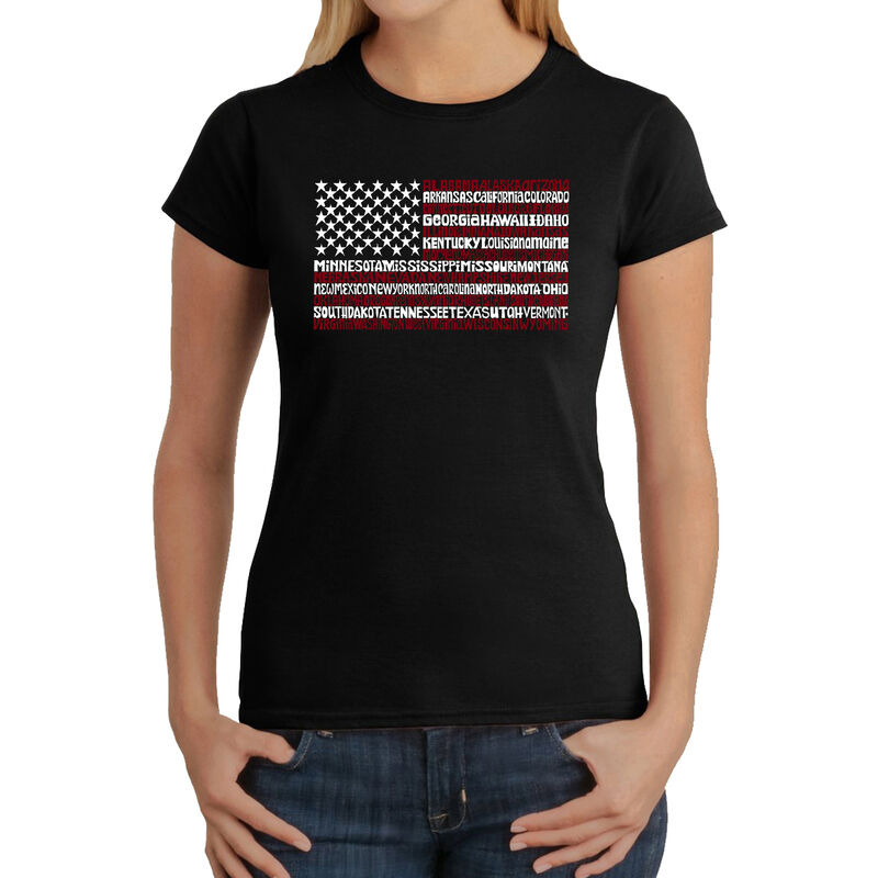 Camiseta Word Art Para Mujer - Bandera American... image number null