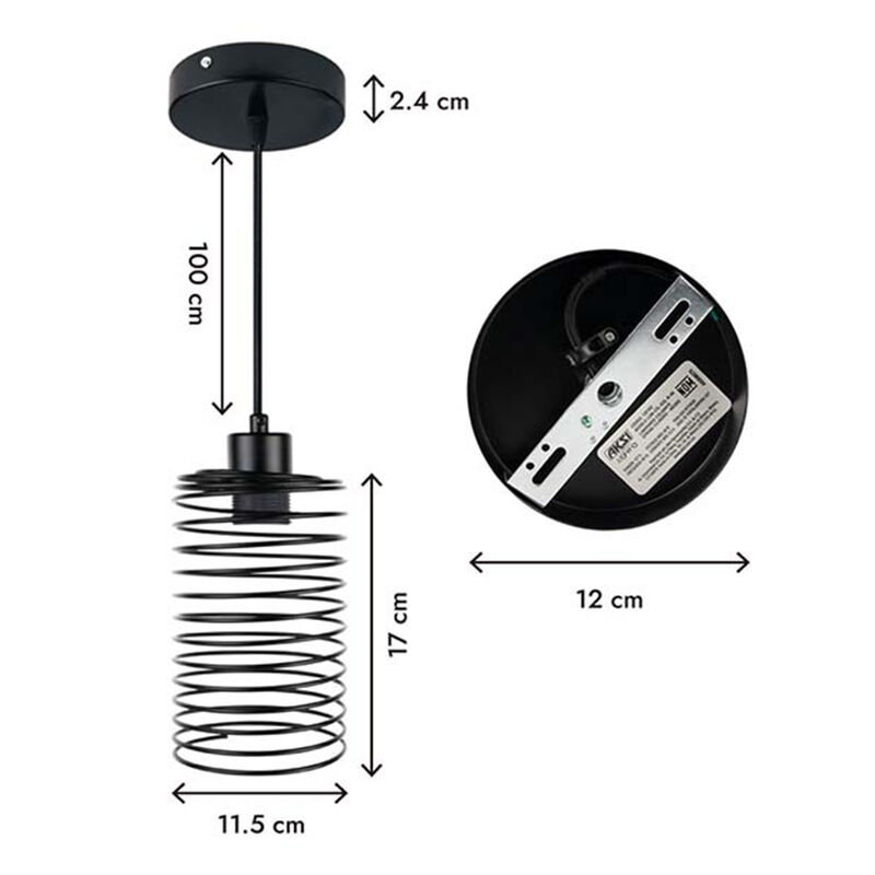 Lampara Colgante Aksi Spring Cilindro Negro image number null