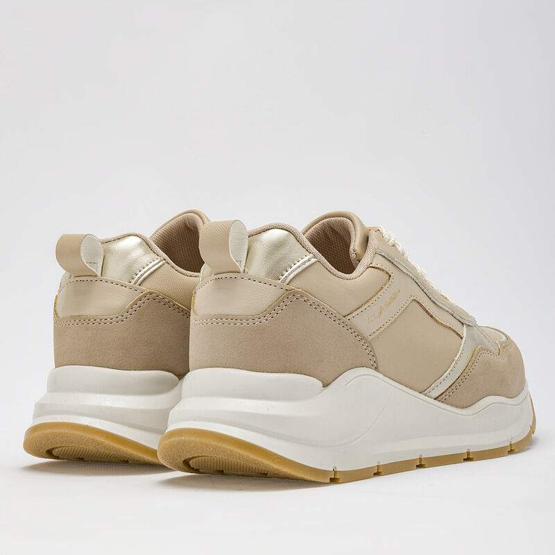 Clasben Tenis urbano para mujer beige dorado image number null