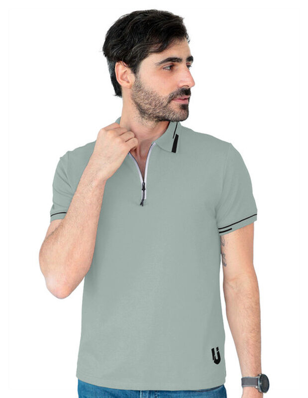 Playera Hombre Premium Cuello Con Cierre Verde ... image number null