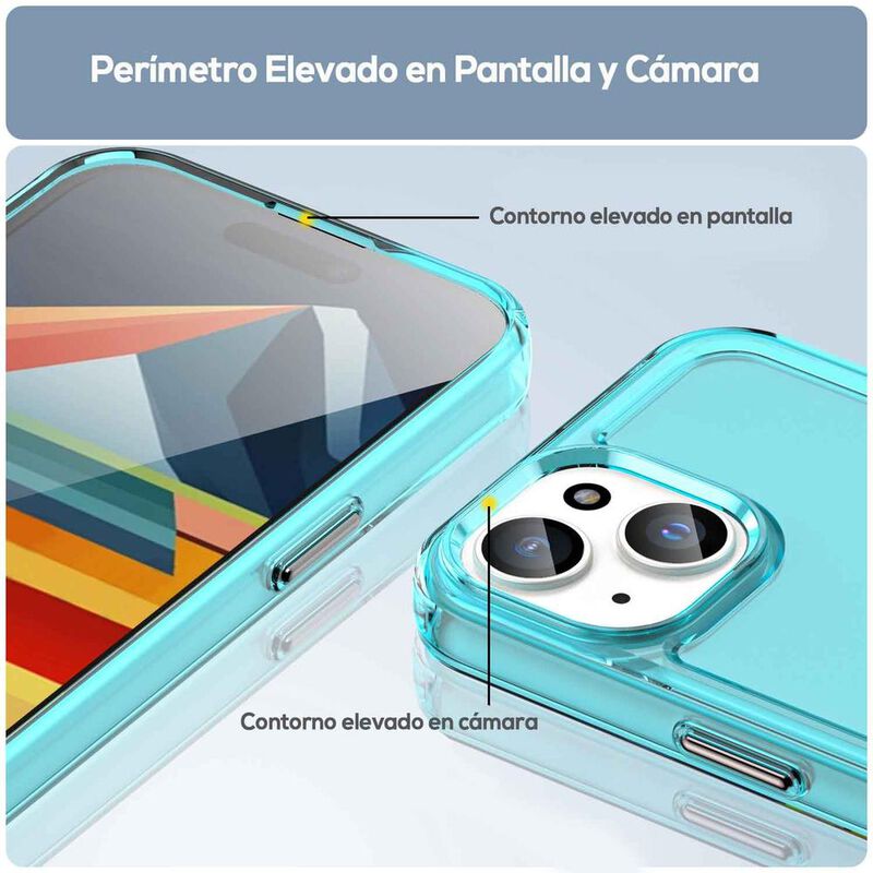 Funda TEKKU TPU Rugged para iPhone 15 Azul Tran... image number null