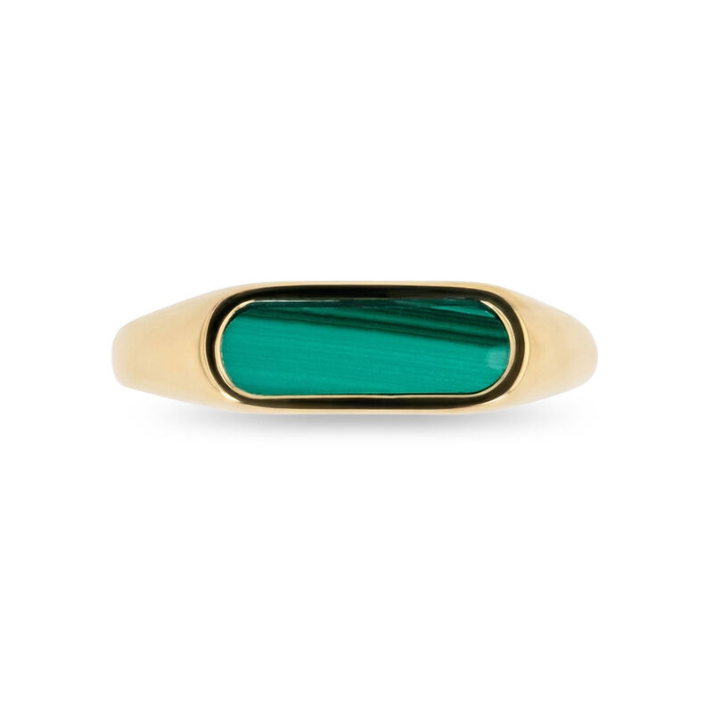 Anillo De Oro Amarillo 14k Con Malaquita (ajust... image number null