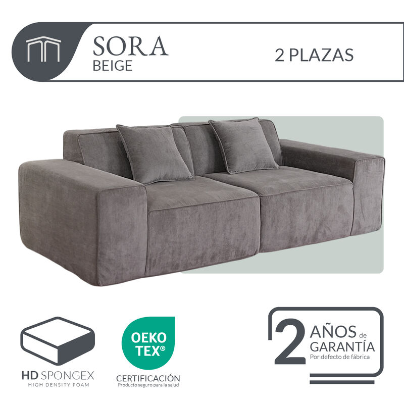 Sof&aacute; Espuma Alta densidad SORA Beige 2 plazas J... image number null