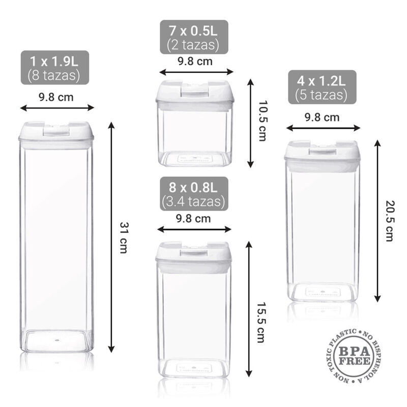 Set de 20 Contenedores de Almacenamiento image number null