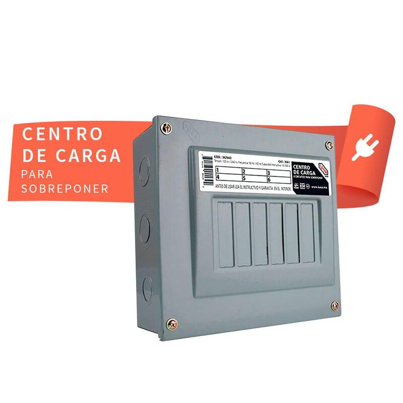 Centro de carga 6 polos Para Sobreponer image number null