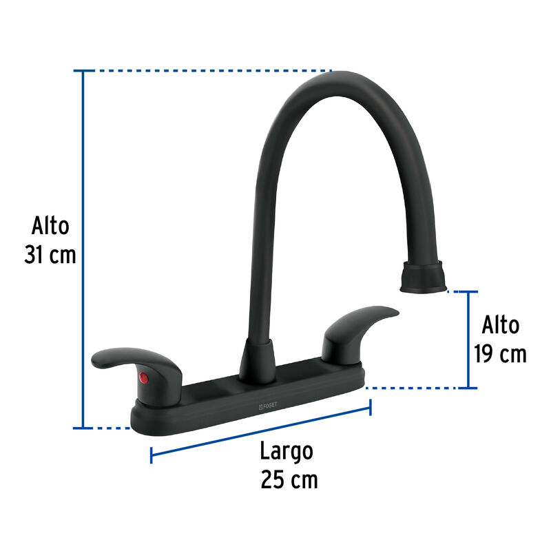 Mezcladora Negro 8' para Lavabo Cuello Largo Pa... image number null