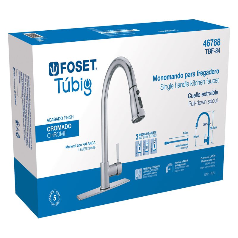 Monomando para Fregadero Cuello Extraible Cromo... image number null