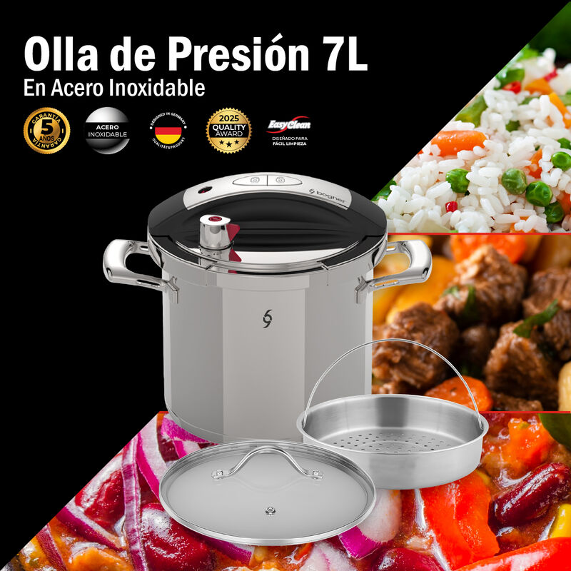 Olla De Presi&oacute;n De 7 Litros Acero Inox 304 Bogn... image number null