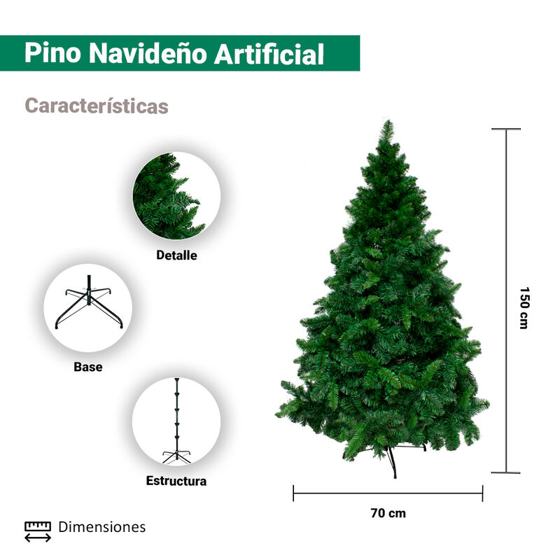 Árbol Pino De Navidad Verde 150 Cm Hoja Puntiag... image number null